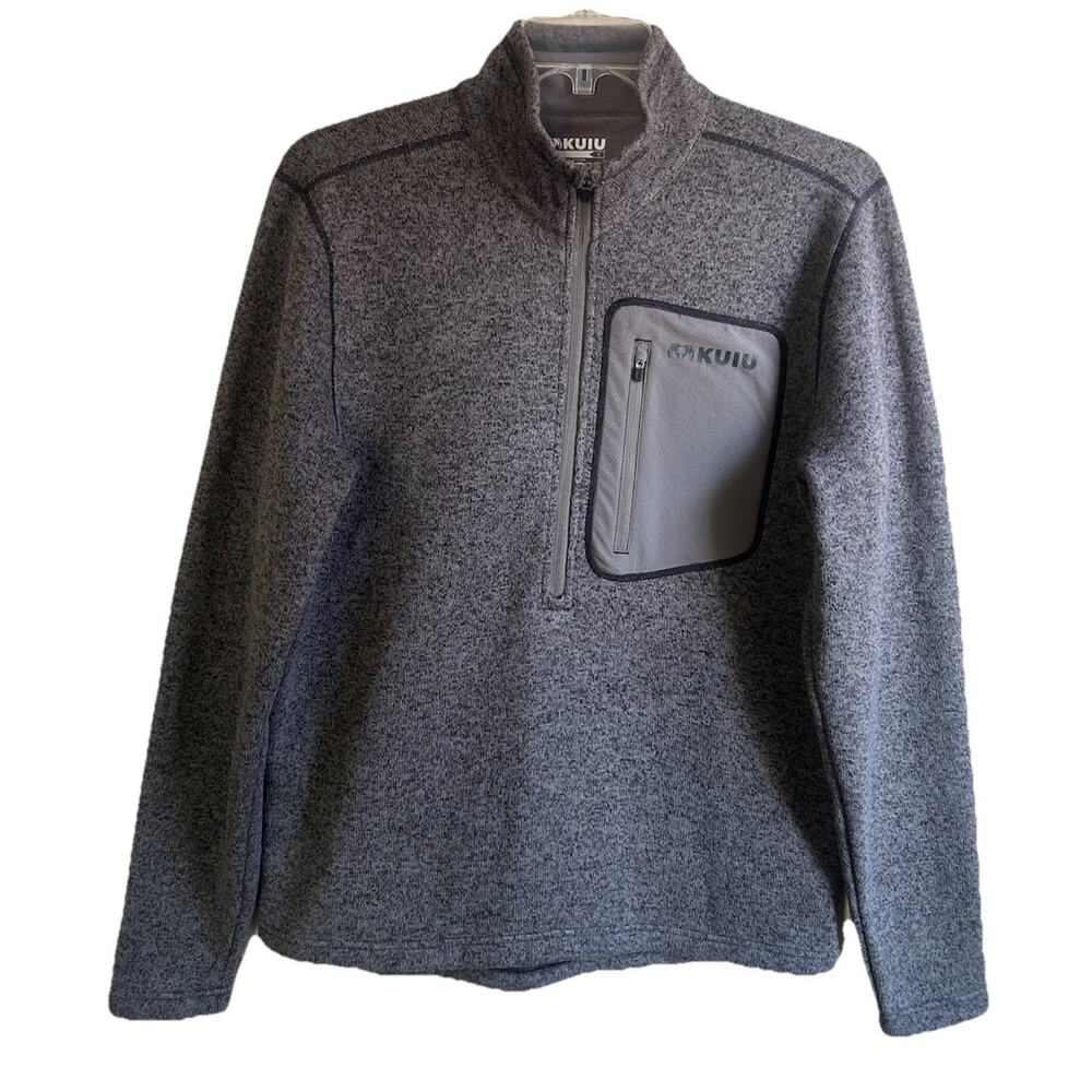 KUIU Base Camp High Loft Fleece Jacket Mens L Gray 1/4 Zip Hunting Pullover